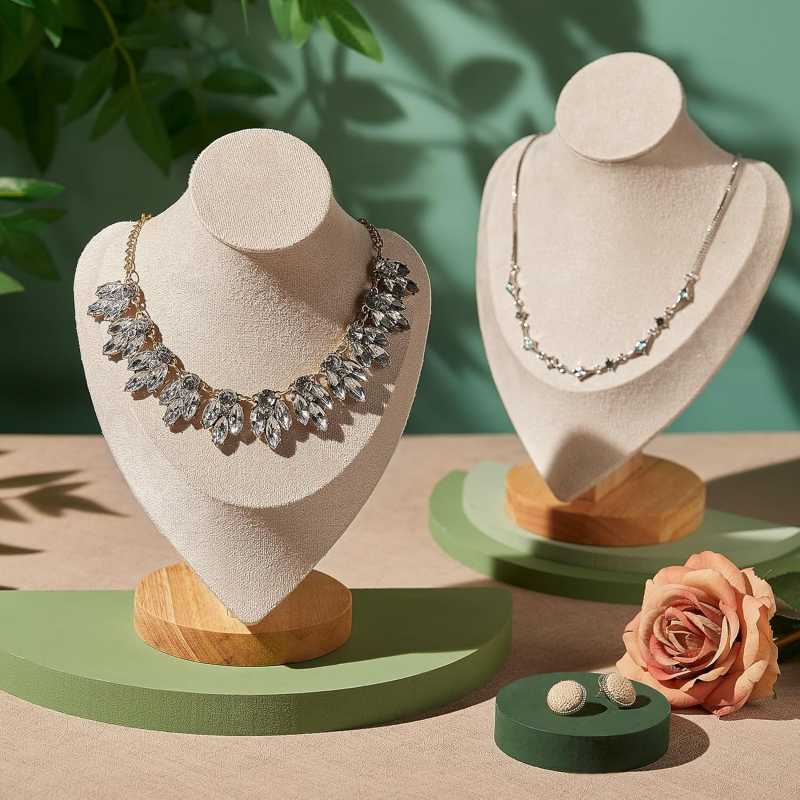 Body Jewelry Display Ideas - Necklace Display Stand Bamboo Jewelry Bust