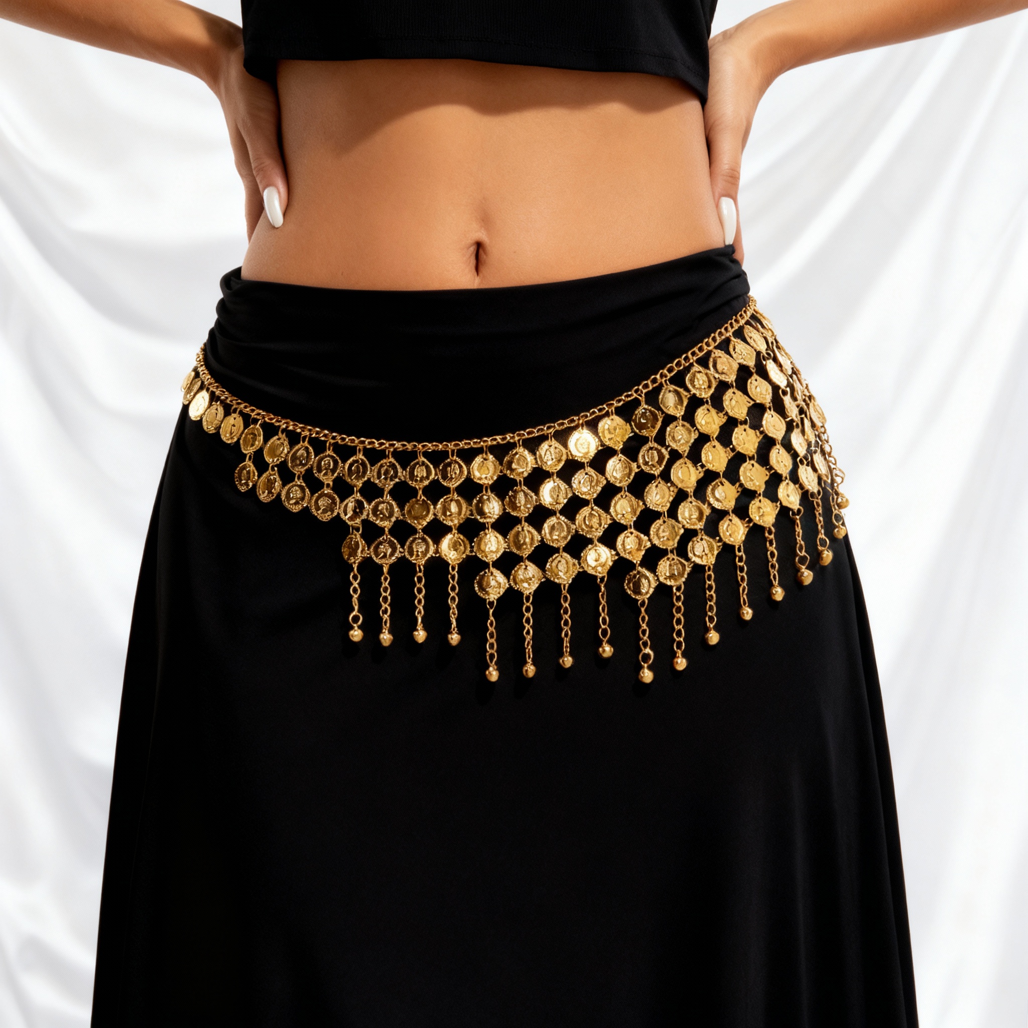 Body Jewelry Luxury - Boho Beauty Portrait Coin Bell Fringe
