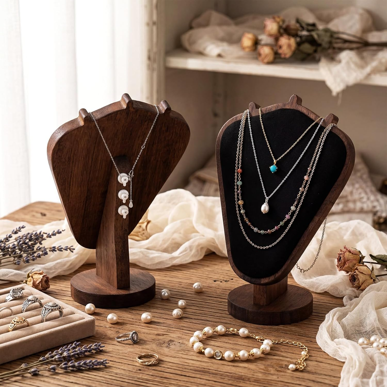 Mannequin Wooden Velvet Neckla - Body Jewelry Display Ideas incelemesi ve fiyatı