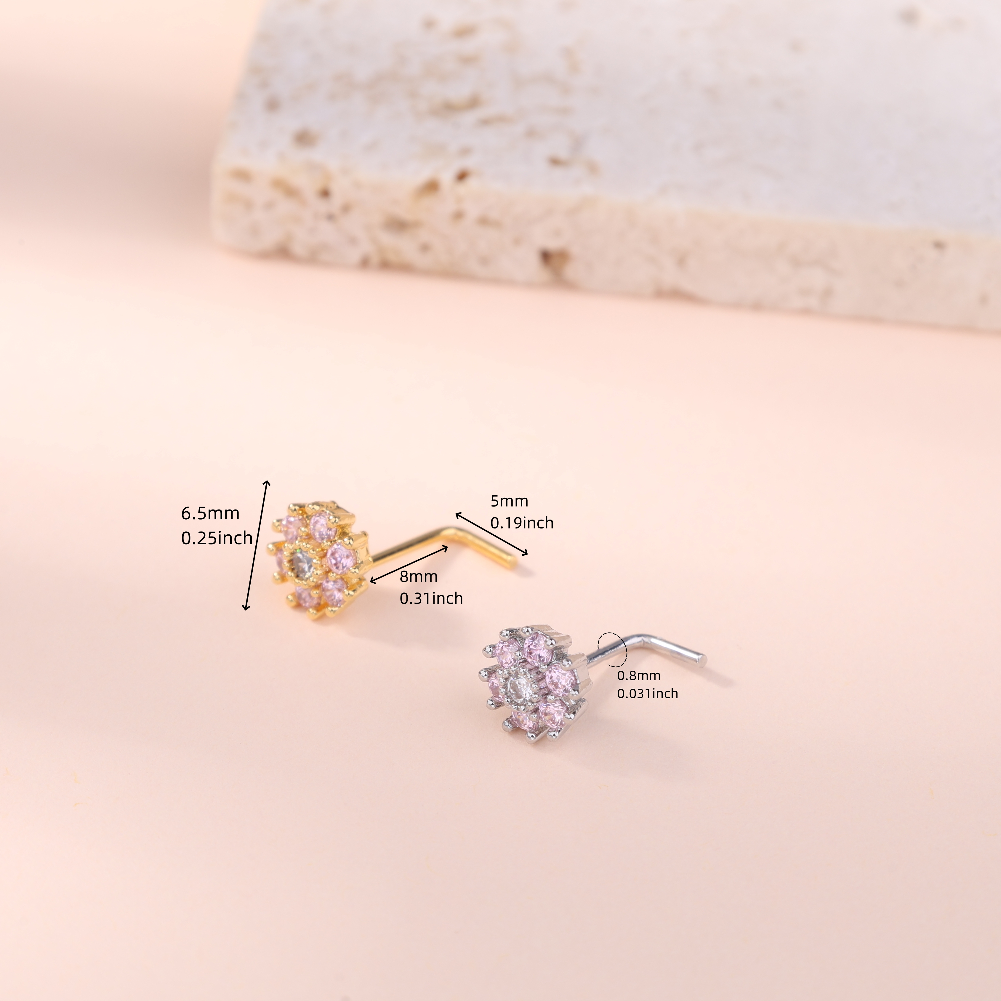 1Pcs Nose Stud Rings L Screw S - Body Jewelry Hoops incelemesi ve fiyatı