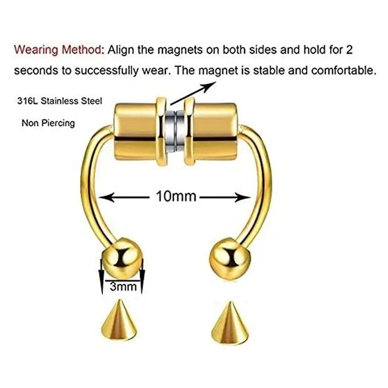1/2/3Pcs Fake Magnetic Nose Ri - Body Jewelry Hoops incelemesi ve fiyatı