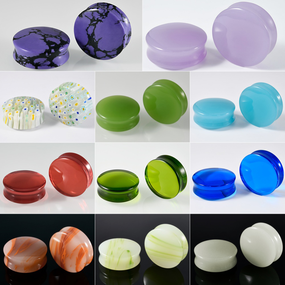 1/2/22PCS Glass&Stone Round Ea - Body Jewelry Tunnels incelemesi ve fiyatı
