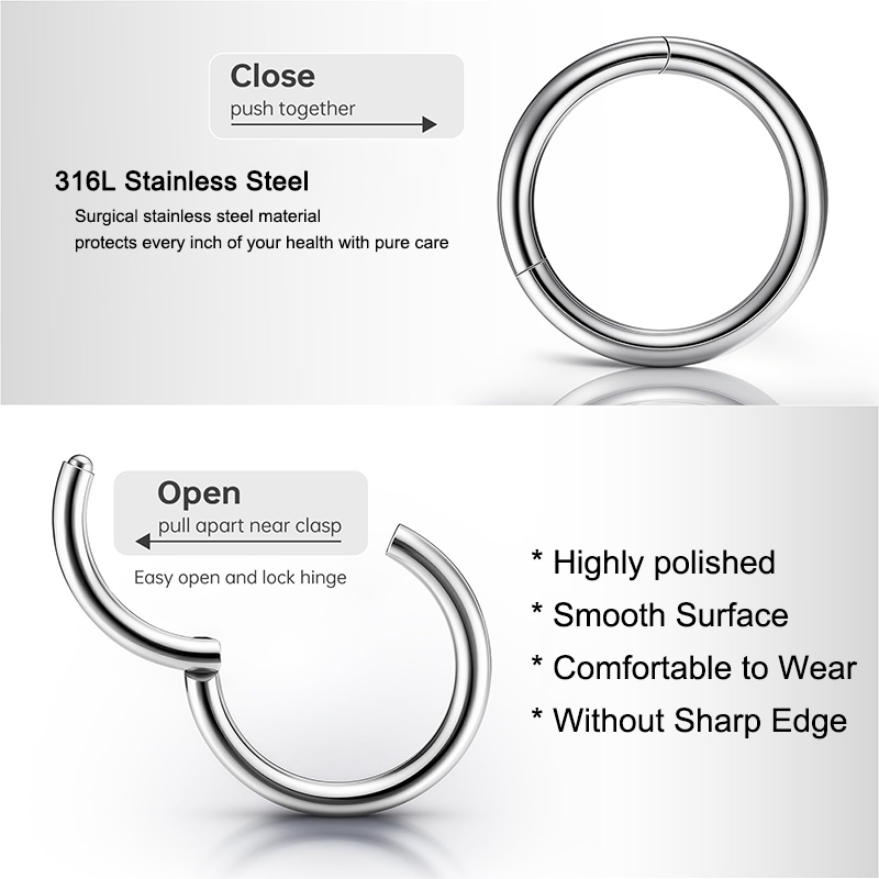 16G 316L Surgical Steel Hinged - Body Jewelry Hoops incelemesi ve fiyatı