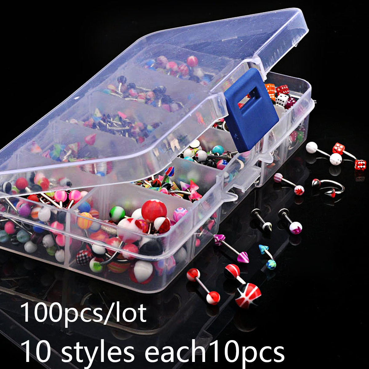 45/80/110Pcs Mix Styles Stainl - Body Jewelry Jewelry Box incelemesi ve fiyatı