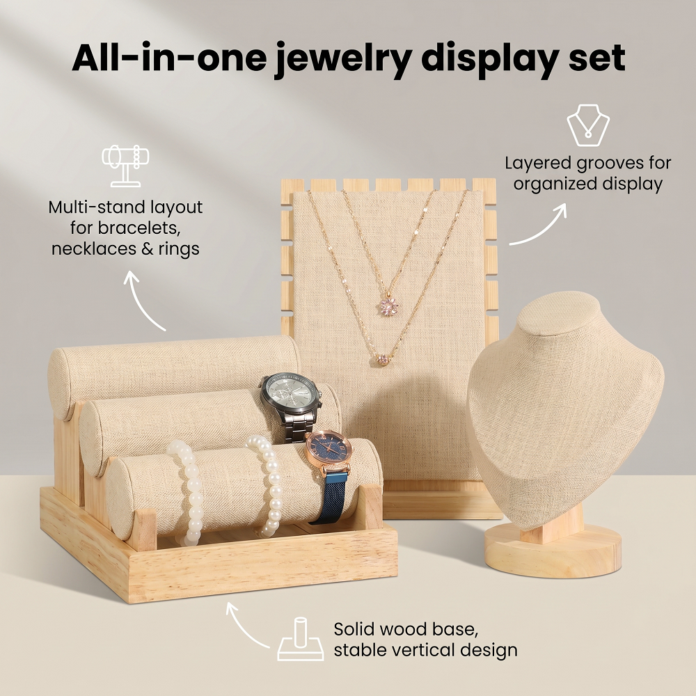 Wood Linen Jewelry Display Sta - Body Jewelry Display Ideas incelemesi ve fiyatı