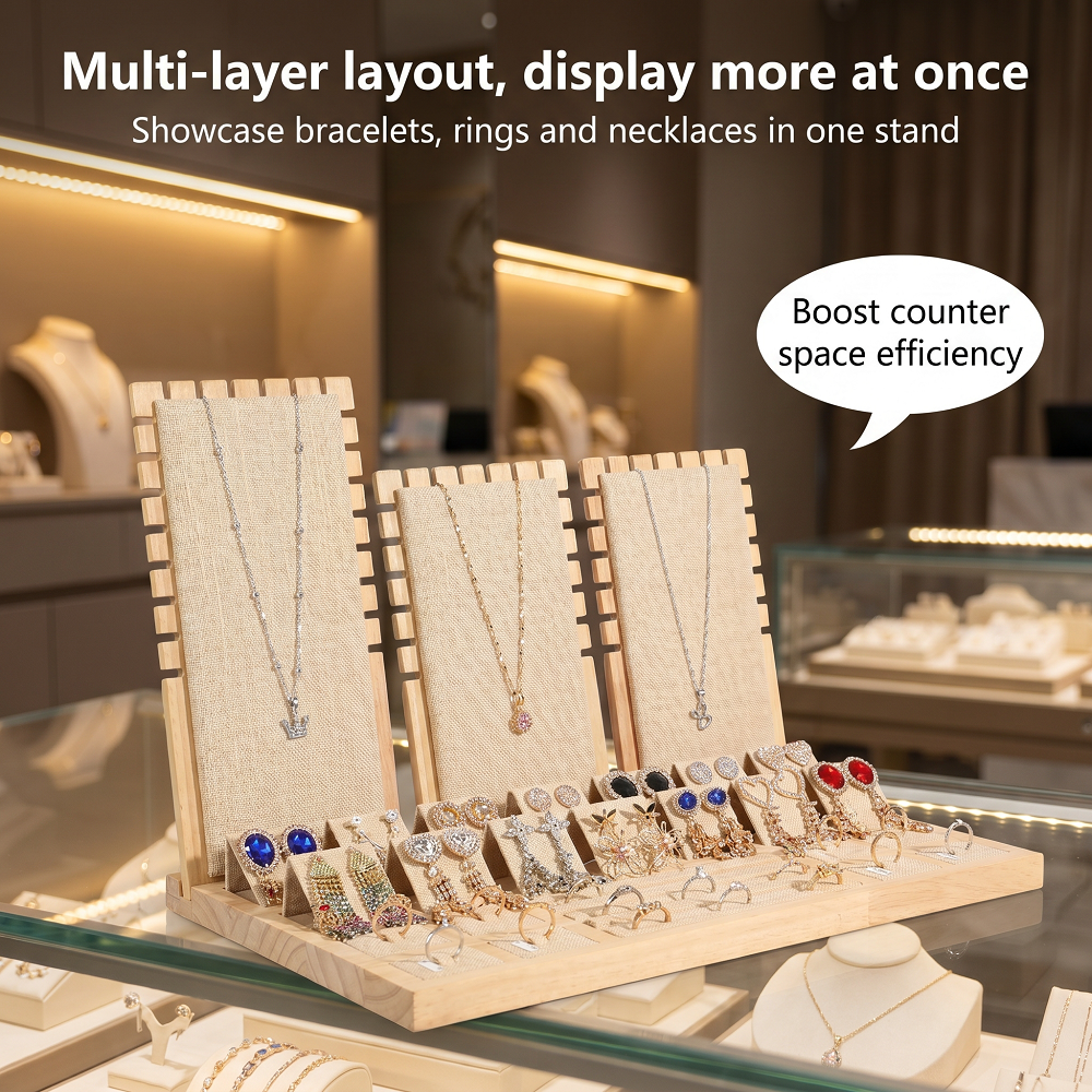 Wood Linen Jewelry Display Sta - Body Jewelry Display Ideas incelemesi ve fiyatı