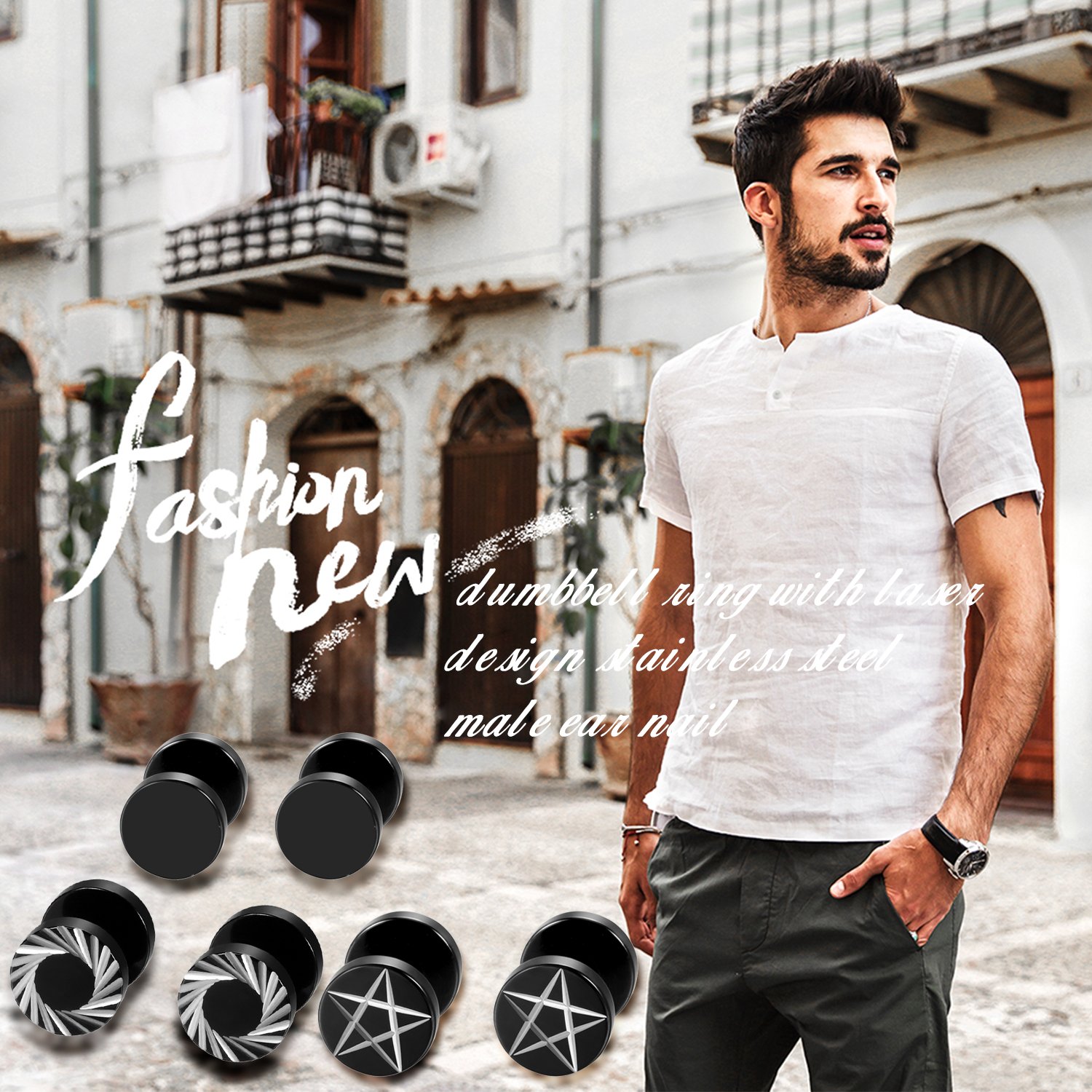 2Pcs/6Pcs Black Stainless Stee - Body Jewelry Tunnels incelemesi ve fiyatı
