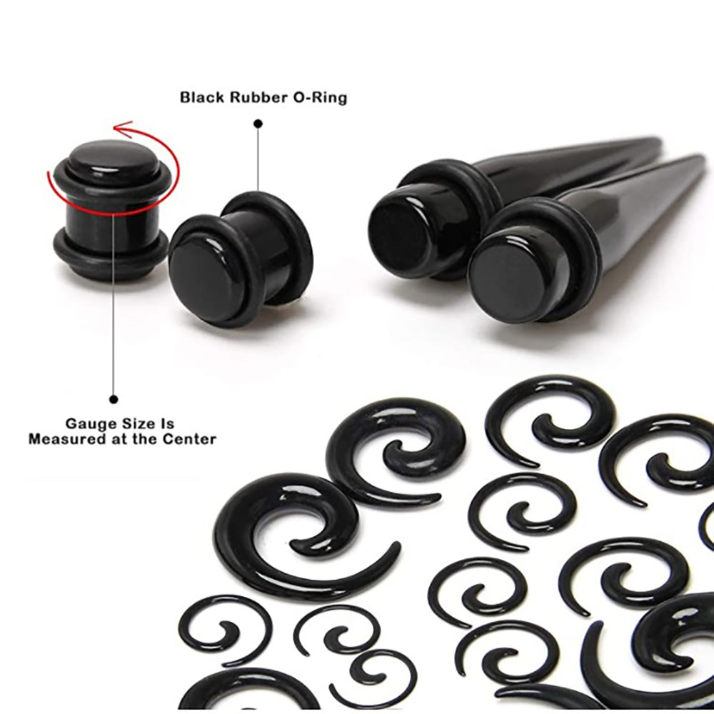 1 Set Ear Taper Kit Black Ear  - Body Jewelry Tunnels incelemesi ve fiyatı