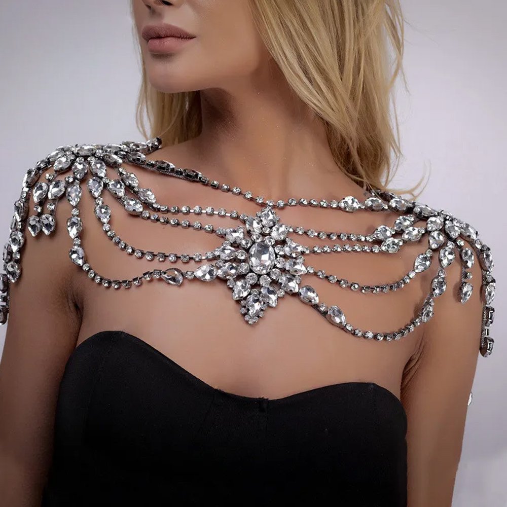 Boho Crystal Bridal Shoulder C - Body Jewelry Luxury incelemesi ve fiyatı