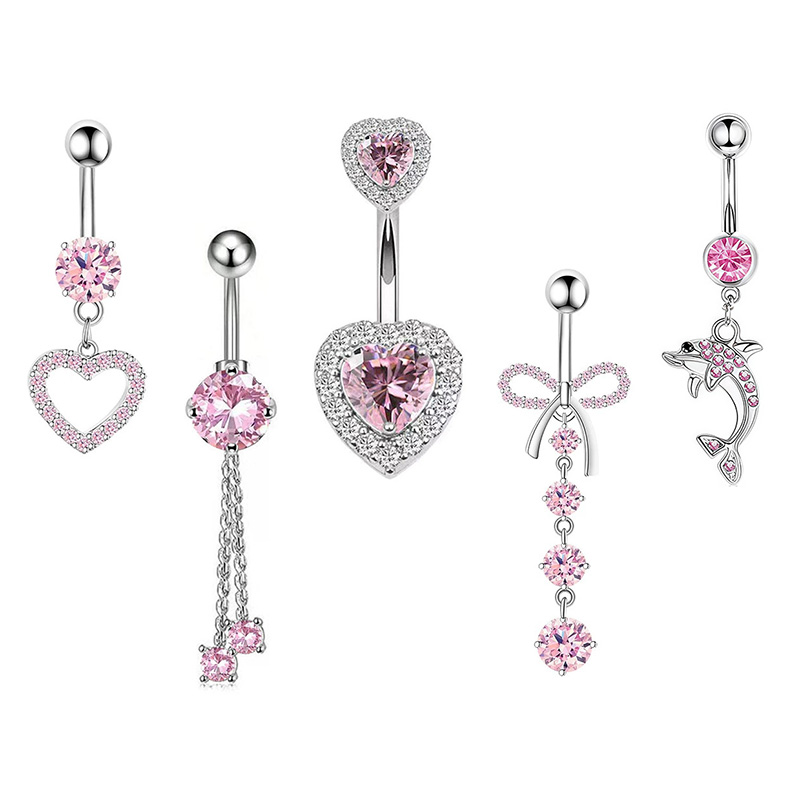 1PCS Pink Crown Belly Button R - Body Jewelry Hoops incelemesi ve fiyatı