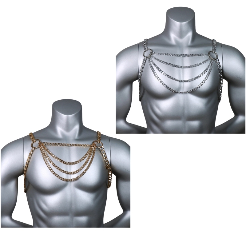 Men's Sexy Metal Body Chest Ch - Body Jewelry Necklace incelemesi ve fiyatı