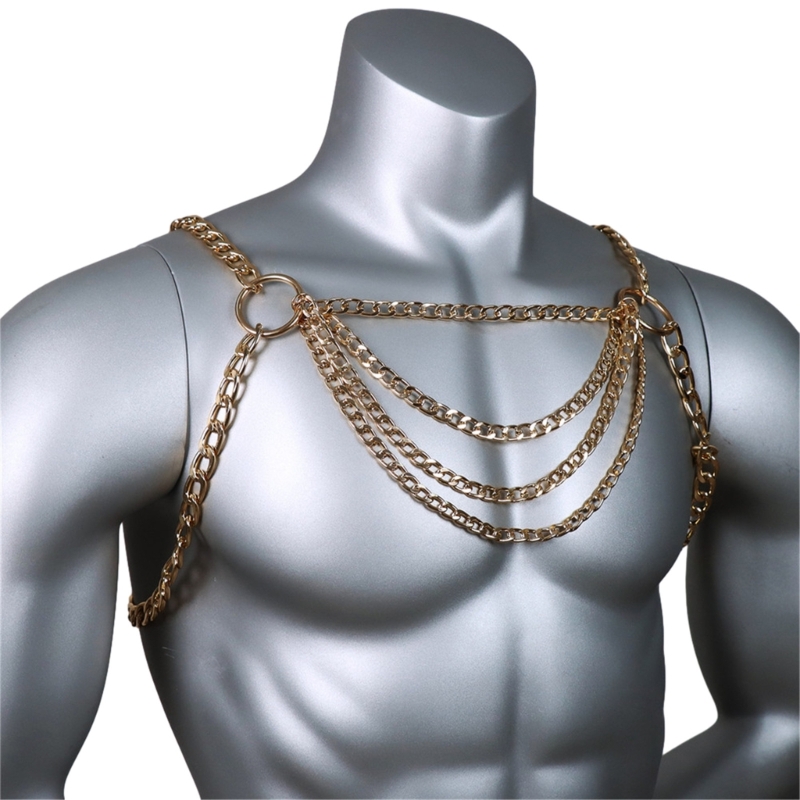 Men's Sexy Metal Body Chest Ch - Body Jewelry Necklace incelemesi ve fiyatı