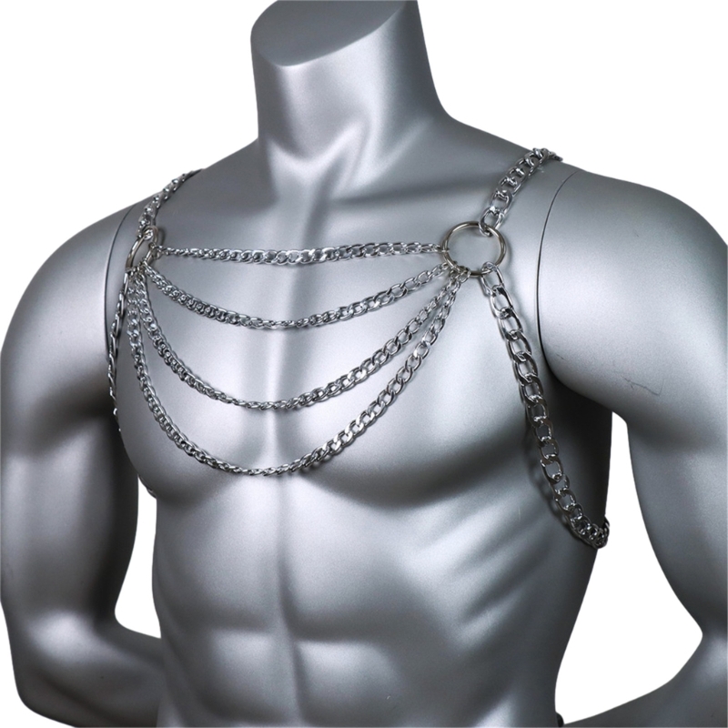Men's Sexy Metal Body Chest Ch - Body Jewelry Necklace incelemesi ve fiyatı