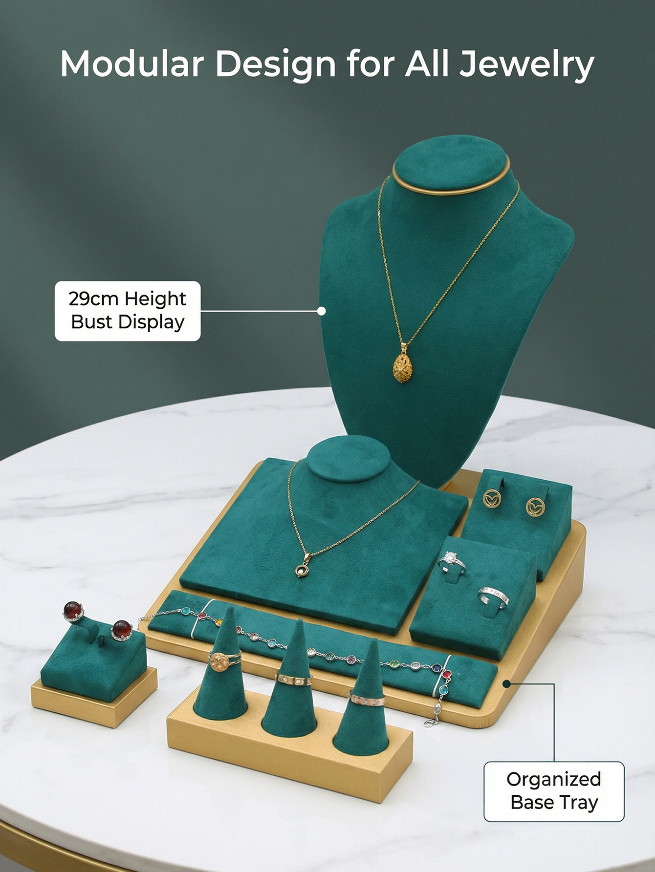 Teal Velvet Jewelry Display Se - Body Jewelry Display Ideas incelemesi ve fiyatı