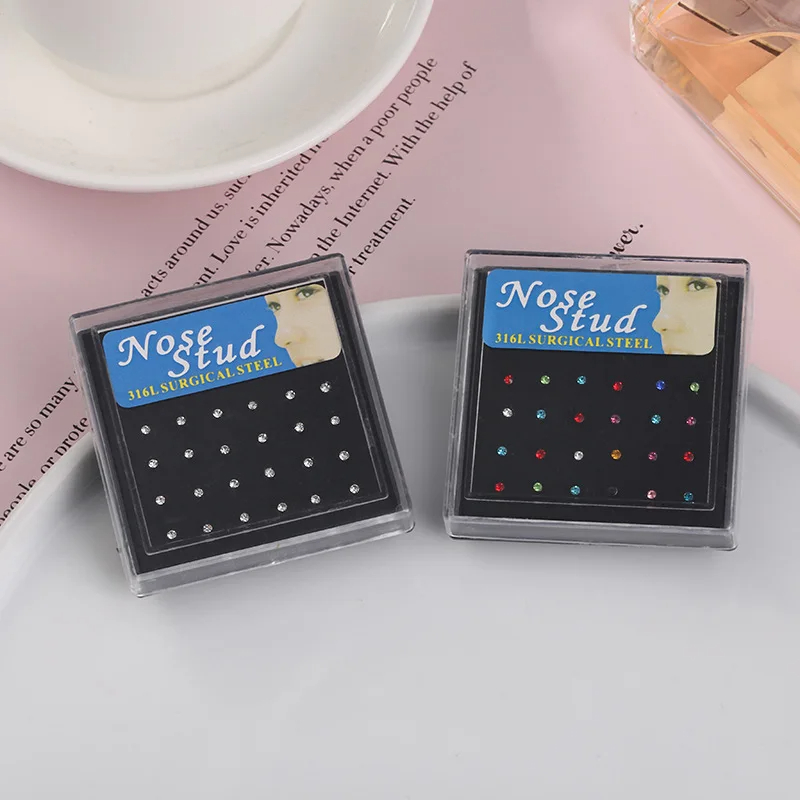 24pcs/box Crystal Nose Ring St - Body Jewelry Jewelry Box incelemesi ve fiyatı
