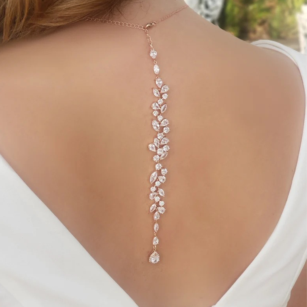 Crystal Leaf Backdrop Necklace - Body Jewelry Necklace incelemesi ve fiyatı