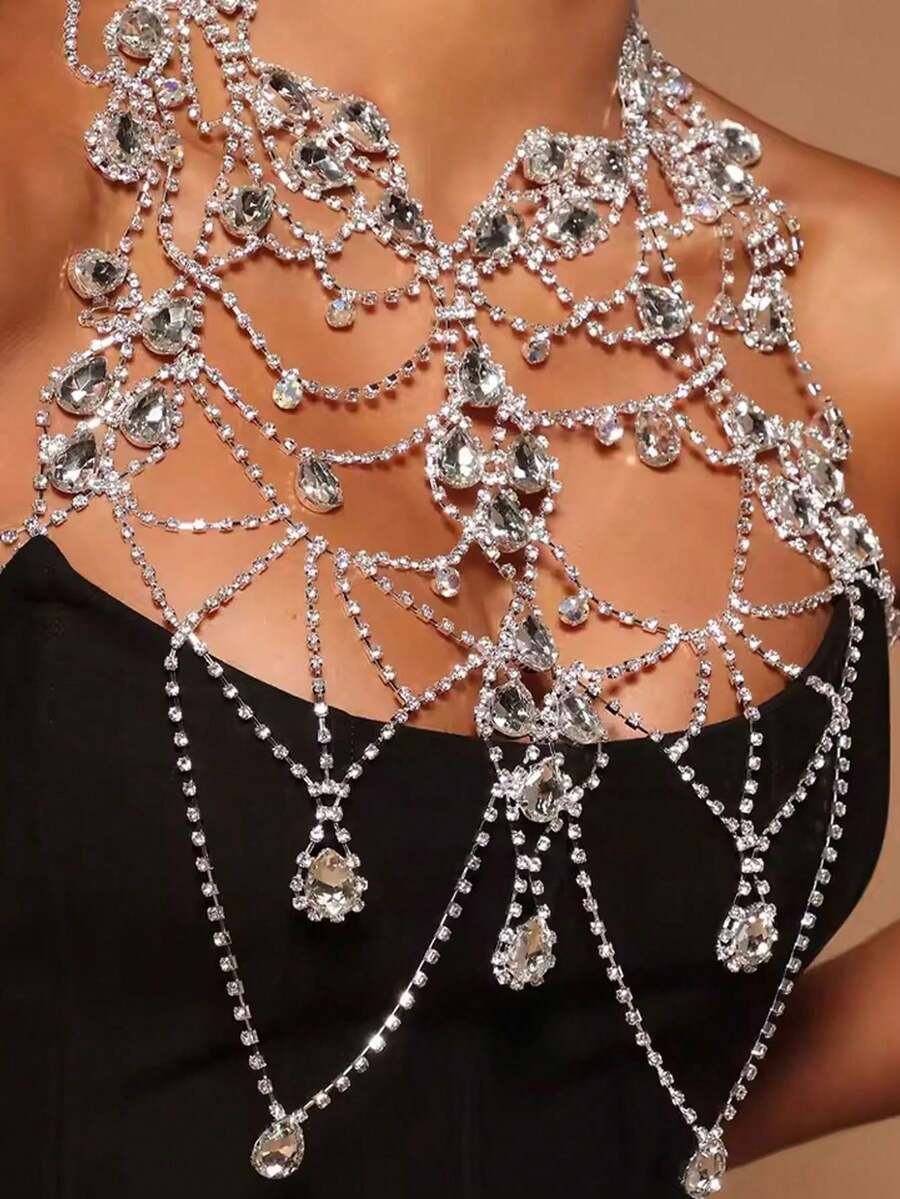 Rhinestone Body Chain Bra Neck - Body Jewelry Necklace incelemesi ve fiyatı