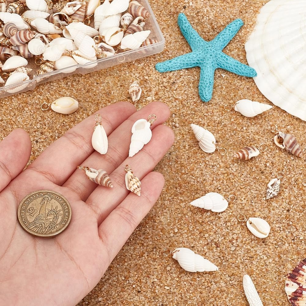 100pcs 4 Styles Natural Shell  - Body Jewelry Beach incelemesi ve fiyatı
