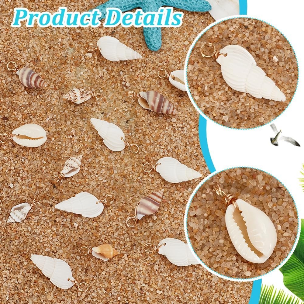 100pcs 4 Styles Natural Shell  - Body Jewelry Beach incelemesi ve fiyatı