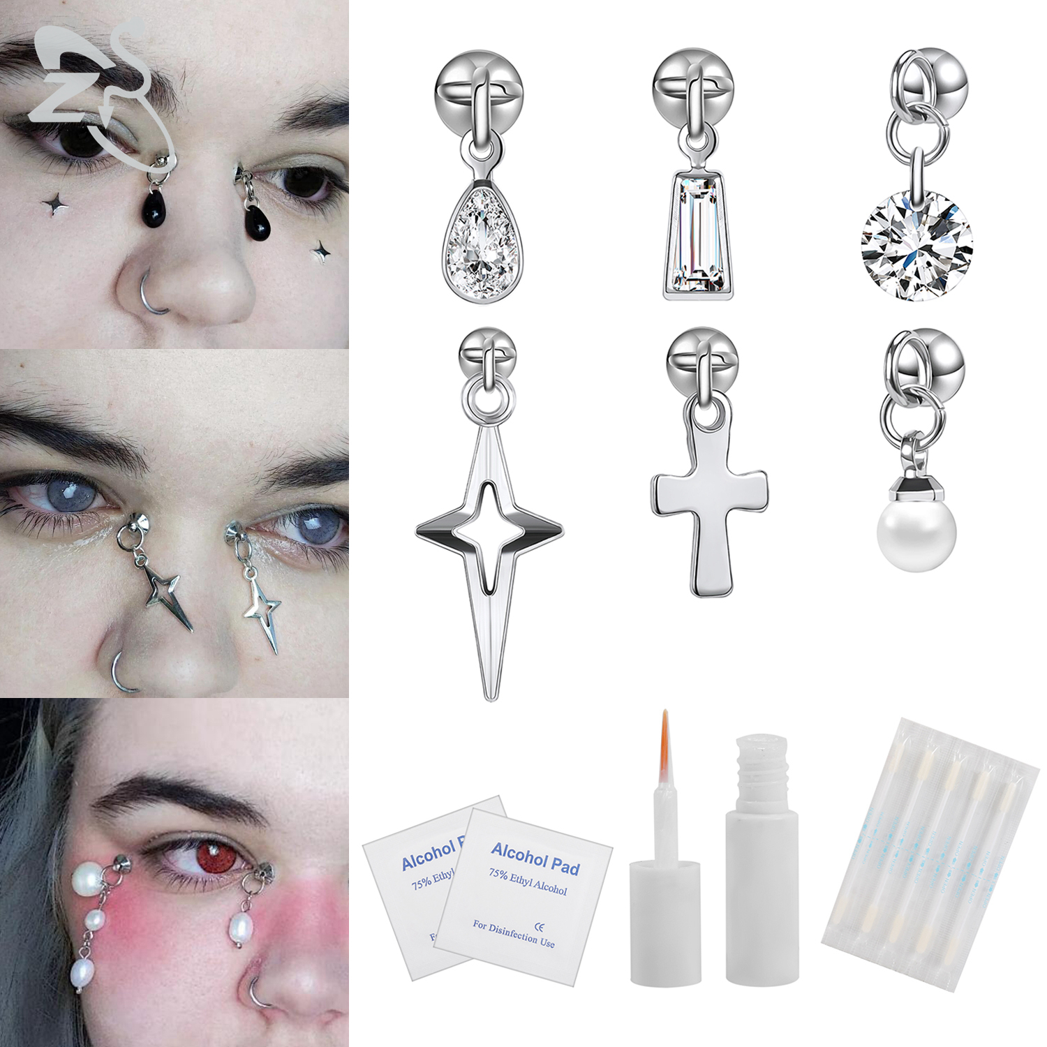 ZS 1 Set Fake Eyebrow Ring Men - Body Jewelry Lot incelemesi ve fiyatı