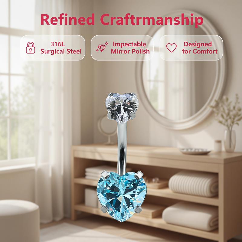 Shiny Heart Design Belly Butto - Body Jewelry Tunnels incelemesi ve fiyatı