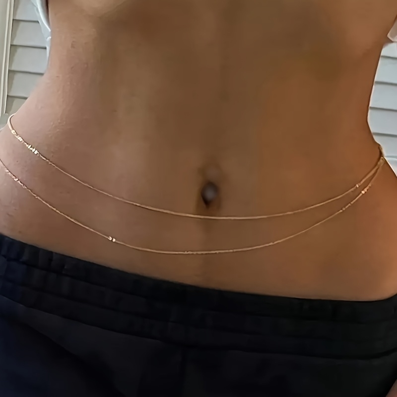 1Double-layer gold metal waist - Body Jewelry Beach incelemesi ve fiyatı