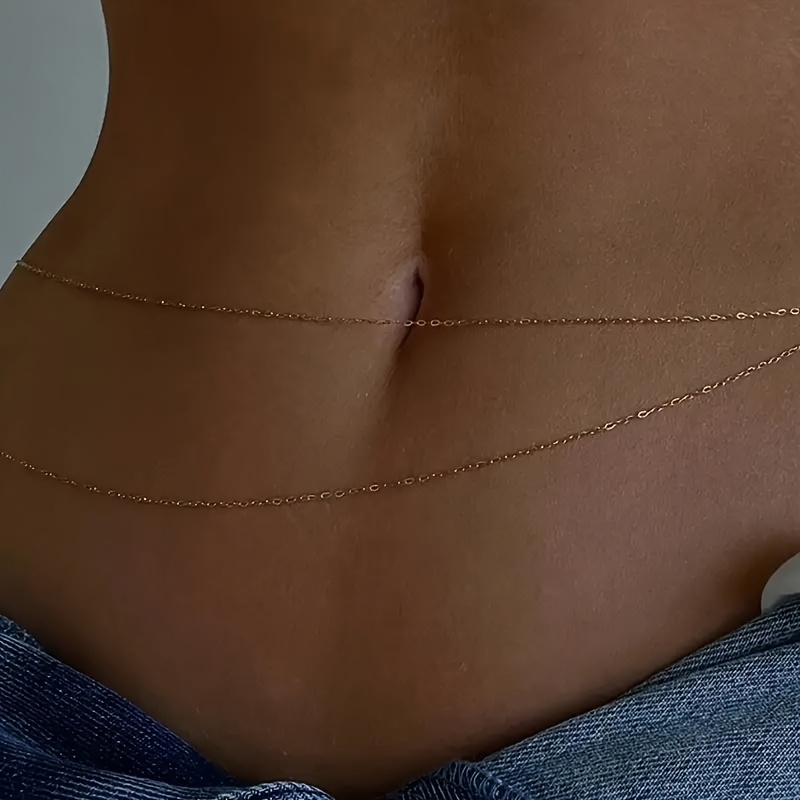 1Double-layer gold metal waist - Body Jewelry Beach incelemesi ve fiyatı