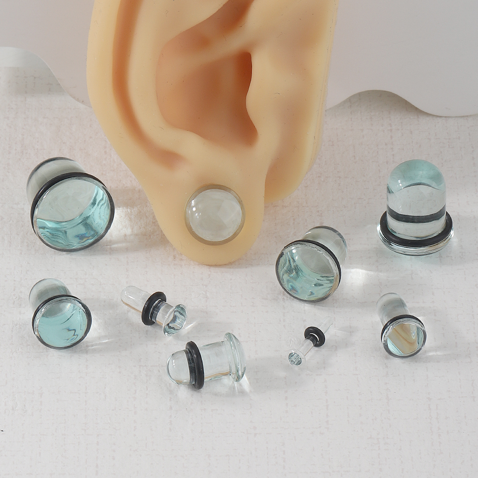 1Pair Glass Ear Tunnels and Pl - Body Jewelry Tunnels incelemesi ve fiyatı
